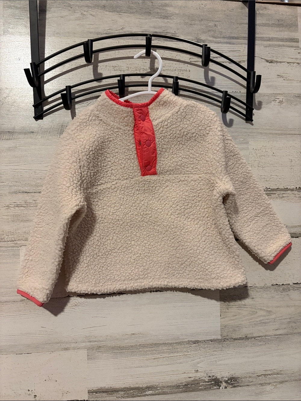 ❤️ PICK 4/$20 GAP Cream Sherpa Hoodie with Coral Snap Placket - Kids